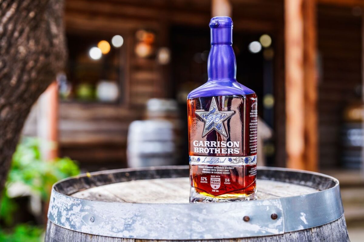 Lady Bird from Garrison Brothers set on a barrel
