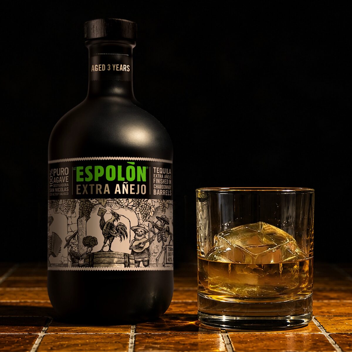 Espolòn Extra Añejo with a rocks glass