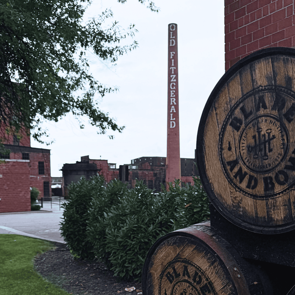 Stitzel-Weller iconic smoke stack featuring Old Fitzgerald branding