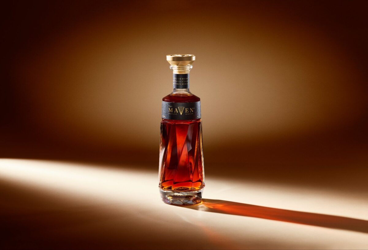 Maven Whiskey with a dark background.