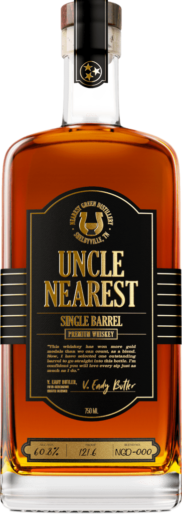 Single Bottle of Bourbon with White background
