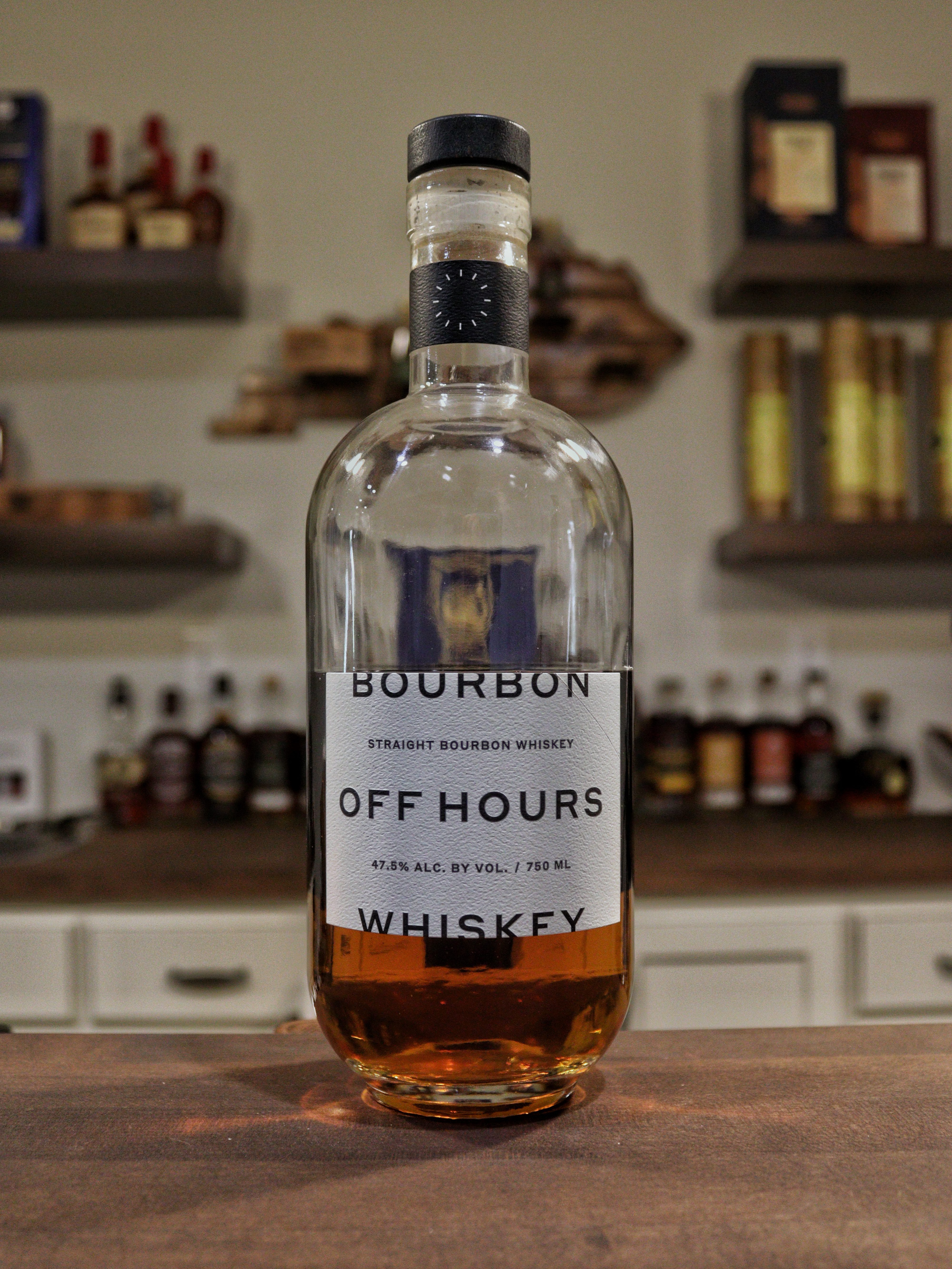 Off Hours Bottle on a bar back