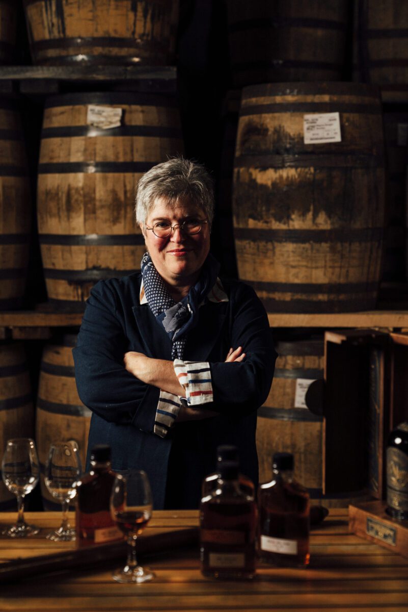 Nancy Fraley in a rickhouse