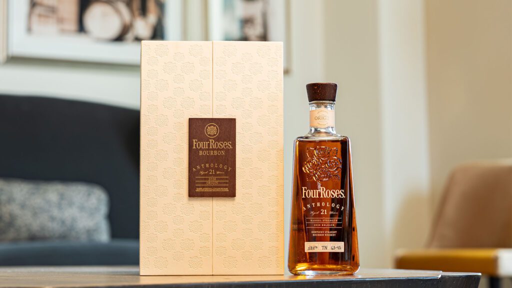 Four Roses Anthology Chapter 1 with a background and wooden box